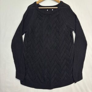 Sonoma Lattice Stitch Knit Sweater Womans L Black Tunic Long Sleeve No Tags